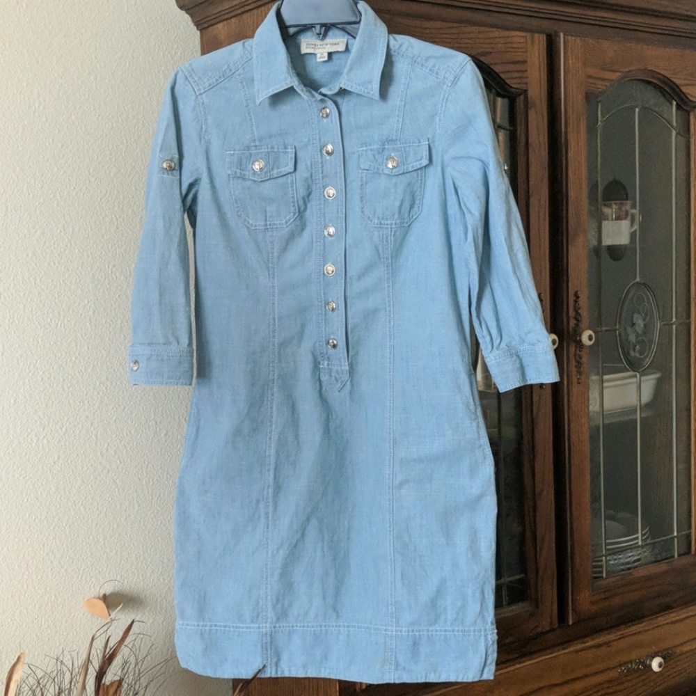 Jones New York Chambray shirt Dress - Petite Small